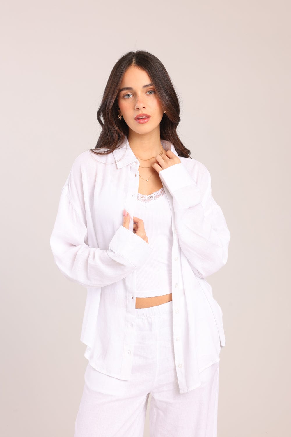 FOX נשים חולצה חולצה מכופתרת חולצה מכופתרת