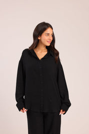 FOX נשים חולצה ארוכה חולצה מכופתרת חולצה מכופתרת