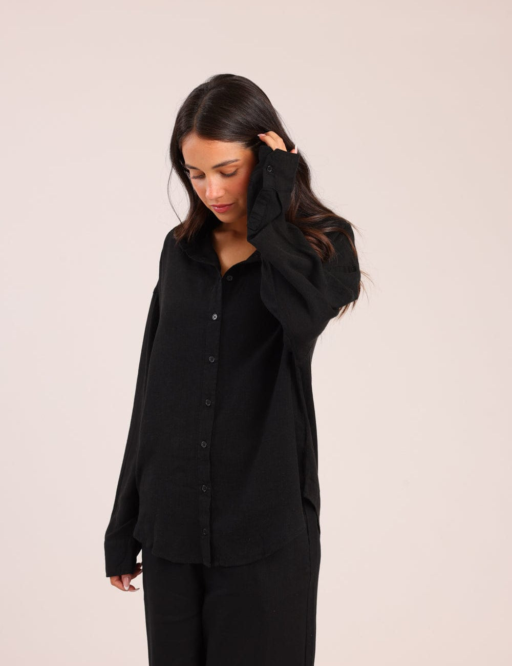 FOX נשים חולצה ארוכה חולצה מכופתרת חולצה מכופתרת