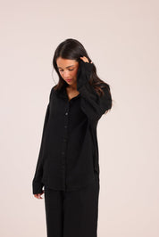 FOX נשים חולצה ארוכה חולצה מכופתרת חולצה מכופתרת