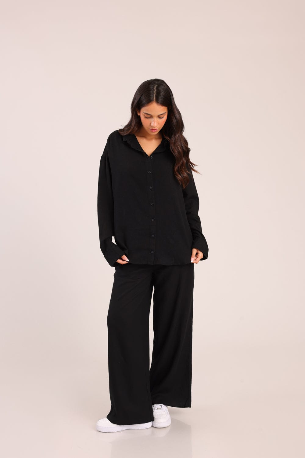 FOX נשים חולצה ארוכה חולצה מכופתרת חולצה מכופתרת