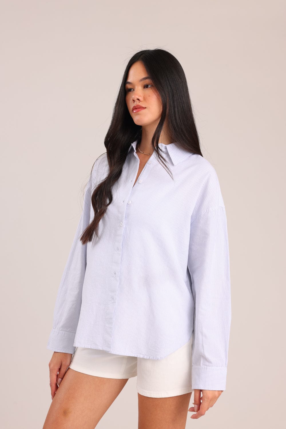 FOX נשים חולצה ארוכה חולצת נשים מכופתרת חולצת נשים מכופתרת