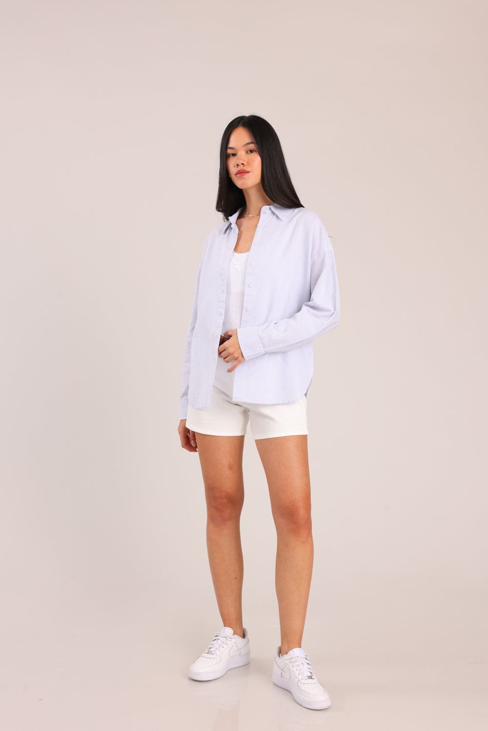 FOX נשים חולצה ארוכה חולצת נשים מכופתרת חולצת נשים מכופתרת