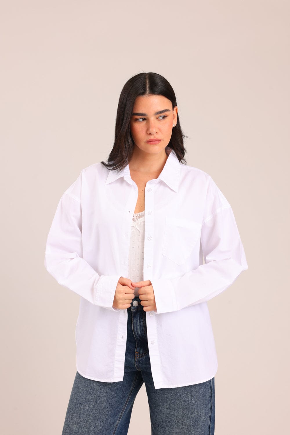 FOX נשים חולצה ארוכה חולצה מכופתרת חולצה מכופתרת