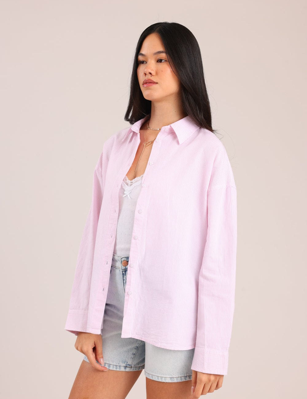 FOX נשים חולצה ארוכה חולצת נשים מכופתרת חולצת נשים מכופתרת