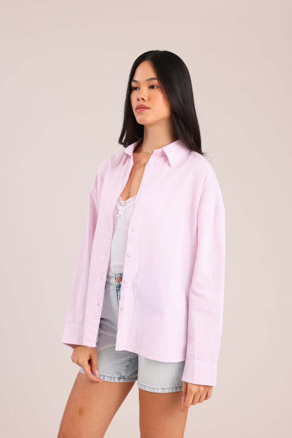 FOX נשים חולצה ארוכה חולצת נשים מכופתרת חולצת נשים מכופתרת