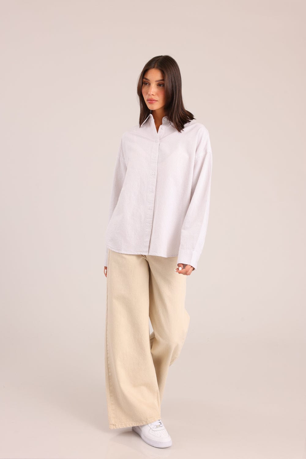 FOX נשים חולצה ארוכה חולצה מכופתרת חולצה מכופתרת