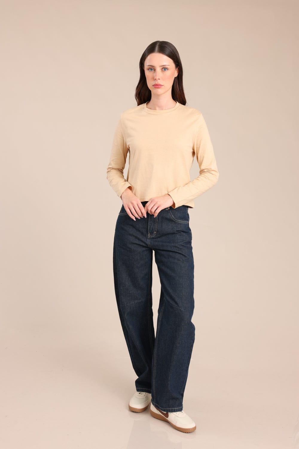 FOX נשים חולצה חולצה חלקה חולצה חלקה