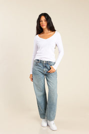 FOX נשים חולצה חולצה ארוכה צווארון V FOX | חולצה ארוכה צווארון V | קנה עכשיו