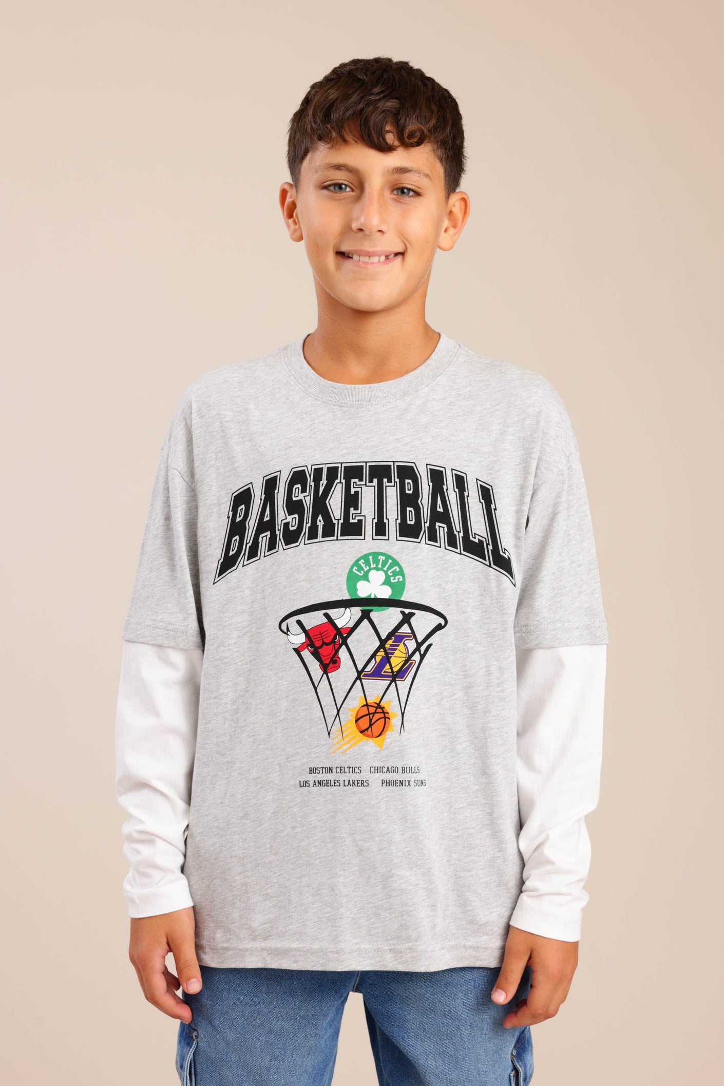 FOX בנים חולצה חולצה ממותגת NBA חולצה ממותגת NBA
