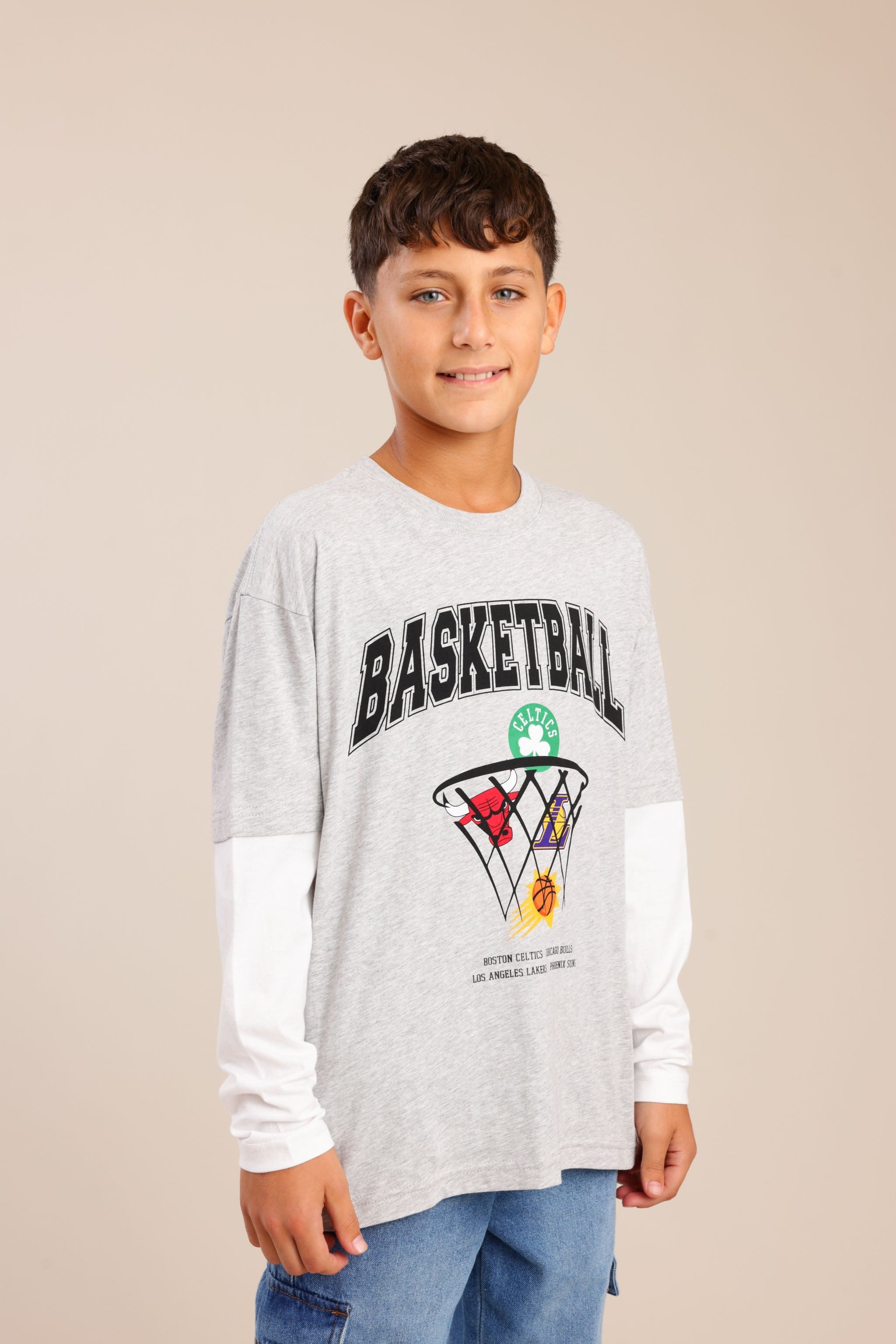FOX בנים חולצה חולצה ממותגת NBA חולצה ממותגת NBA