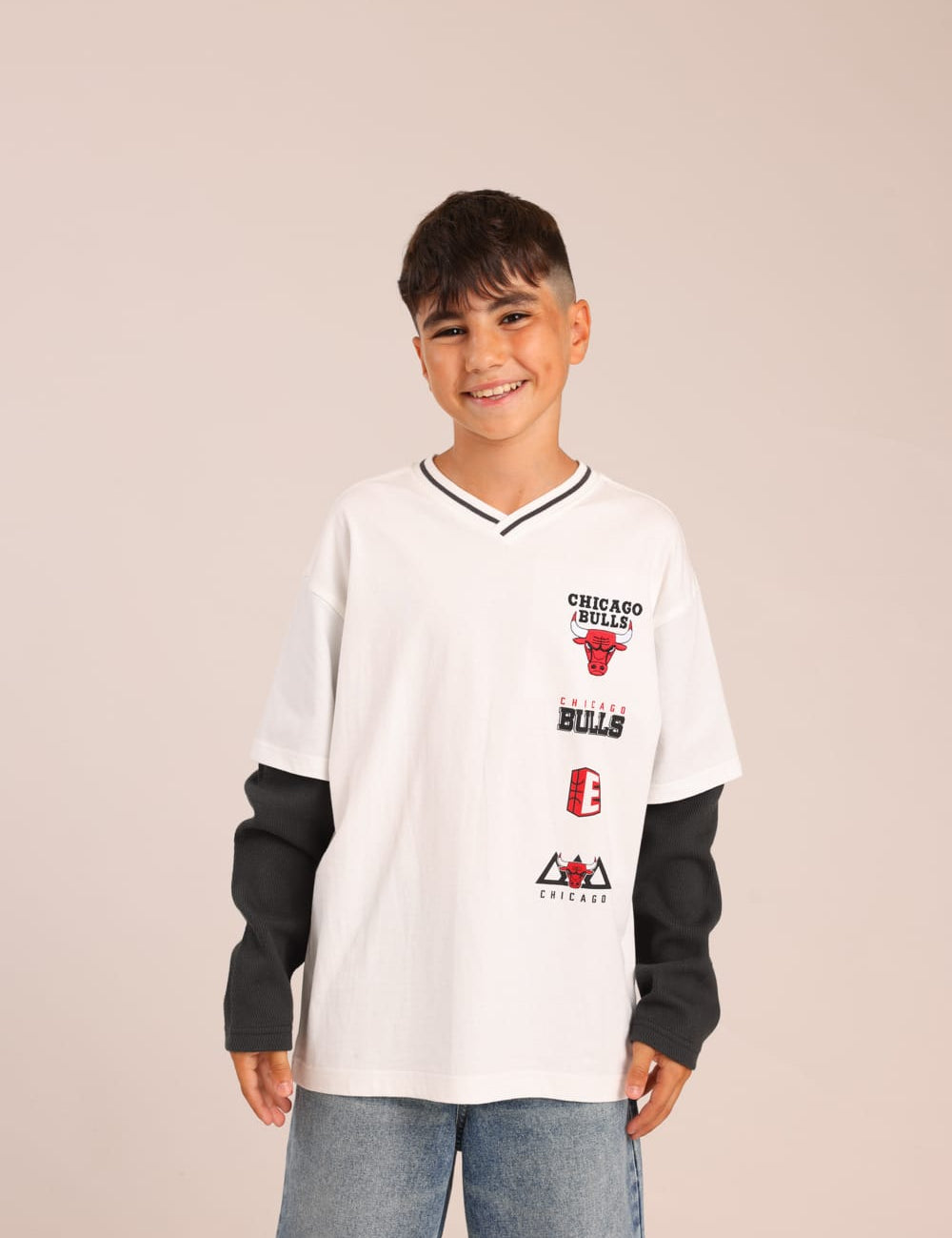 FOX בנים חולצה ארוכה חולצה ממותגת NBA חולצה ממותגת NBA