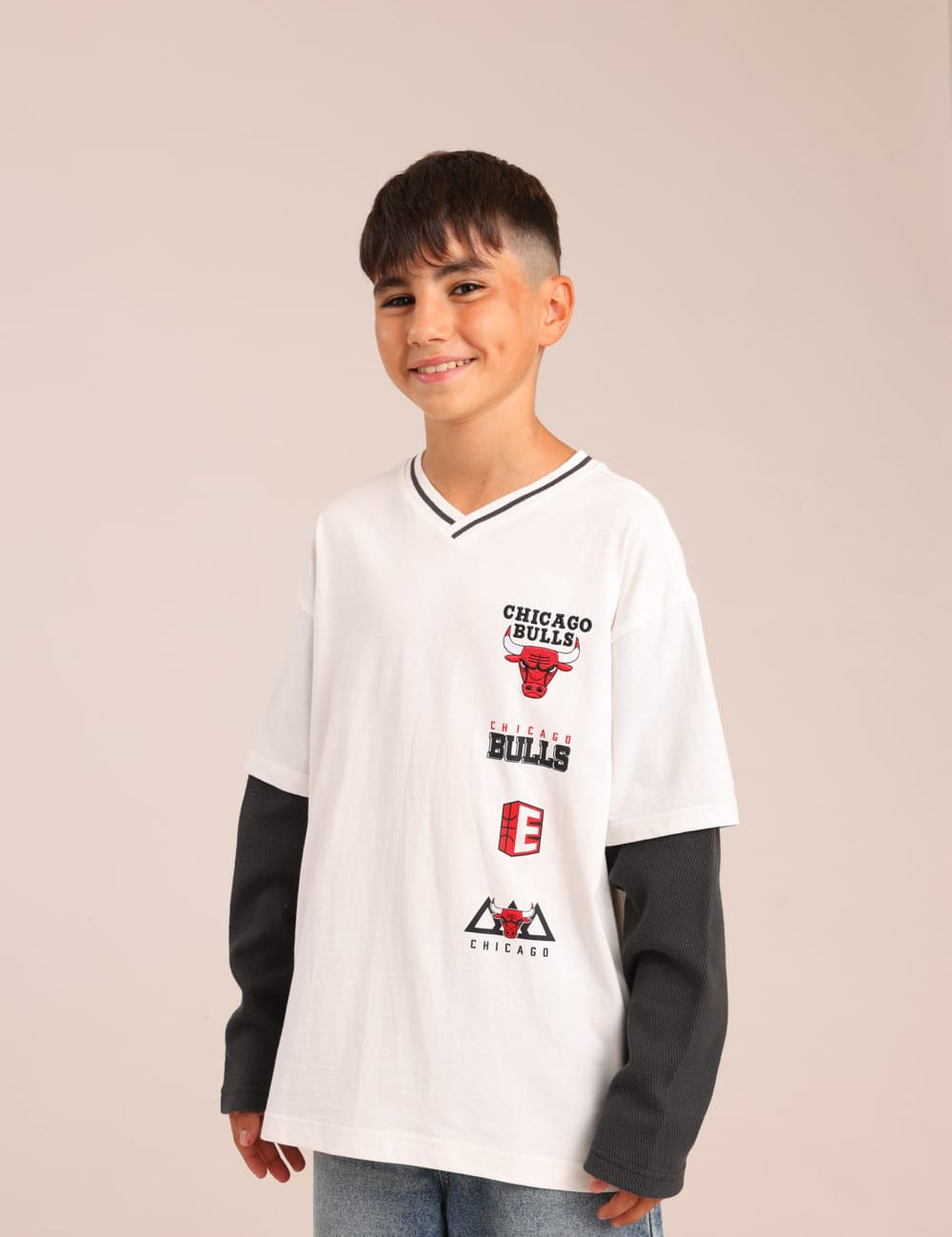 FOX בנים חולצה ארוכה חולצה ממותגת NBA חולצה ממותגת NBA