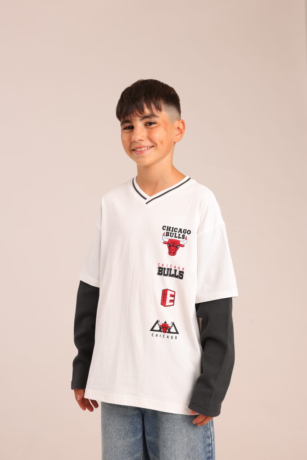 FOX בנים חולצה ארוכה חולצה ממותגת NBA חולצה ממותגת NBA