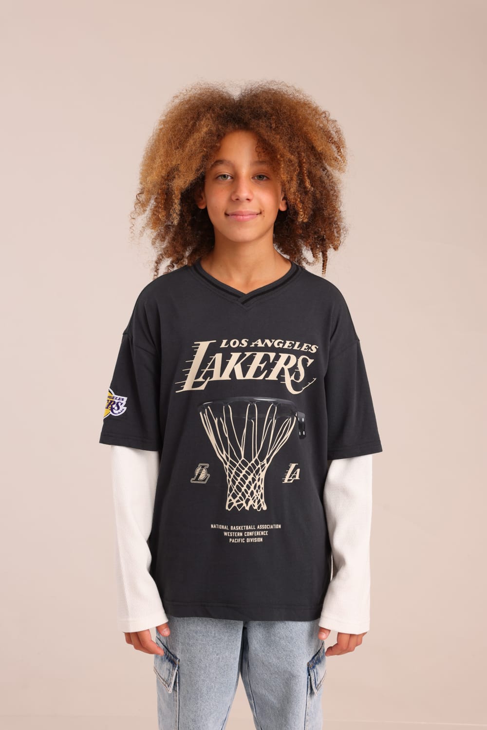 FOX בנים חולצה ארוכה חולצה ממותגת NBA חולצה ממותגת NBA
