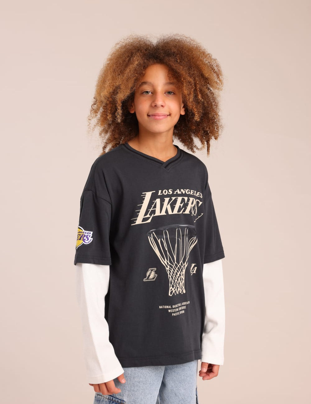 FOX בנים חולצה ארוכה חולצה ממותגת NBA חולצה ממותגת NBA