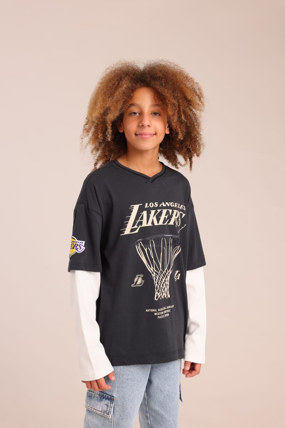 FOX בנים חולצה ארוכה חולצה ממותגת NBA חולצה ממותגת NBA