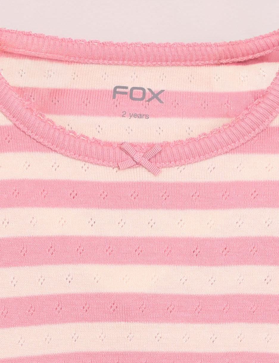 FOX תינוקות בנות חולצה ארוכה חולצת בייסיק ריב חולצת בייסיק ריב