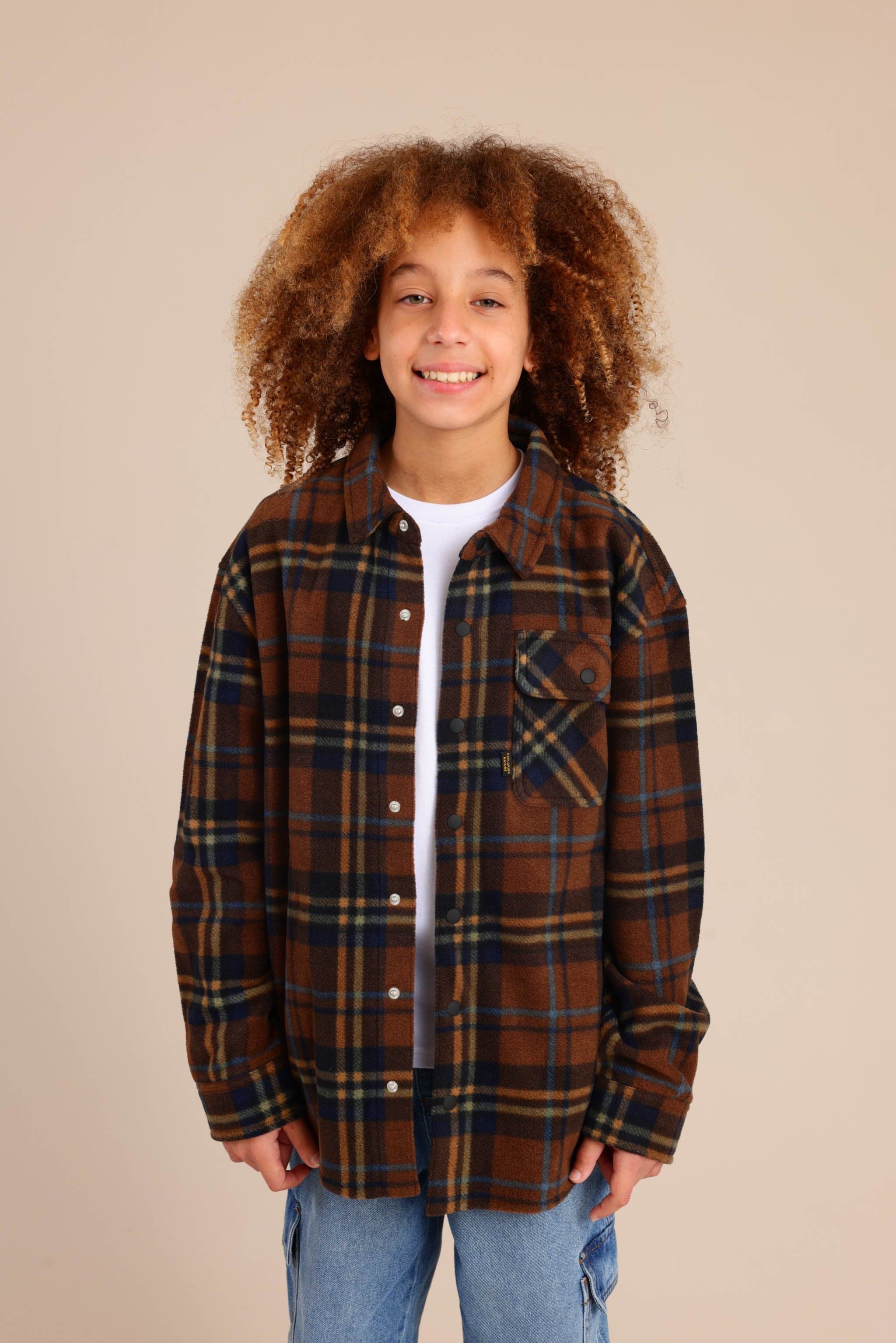 FOX בנים פליזים חולצת פליז מכופתרת חולצת פליז מכופתרת