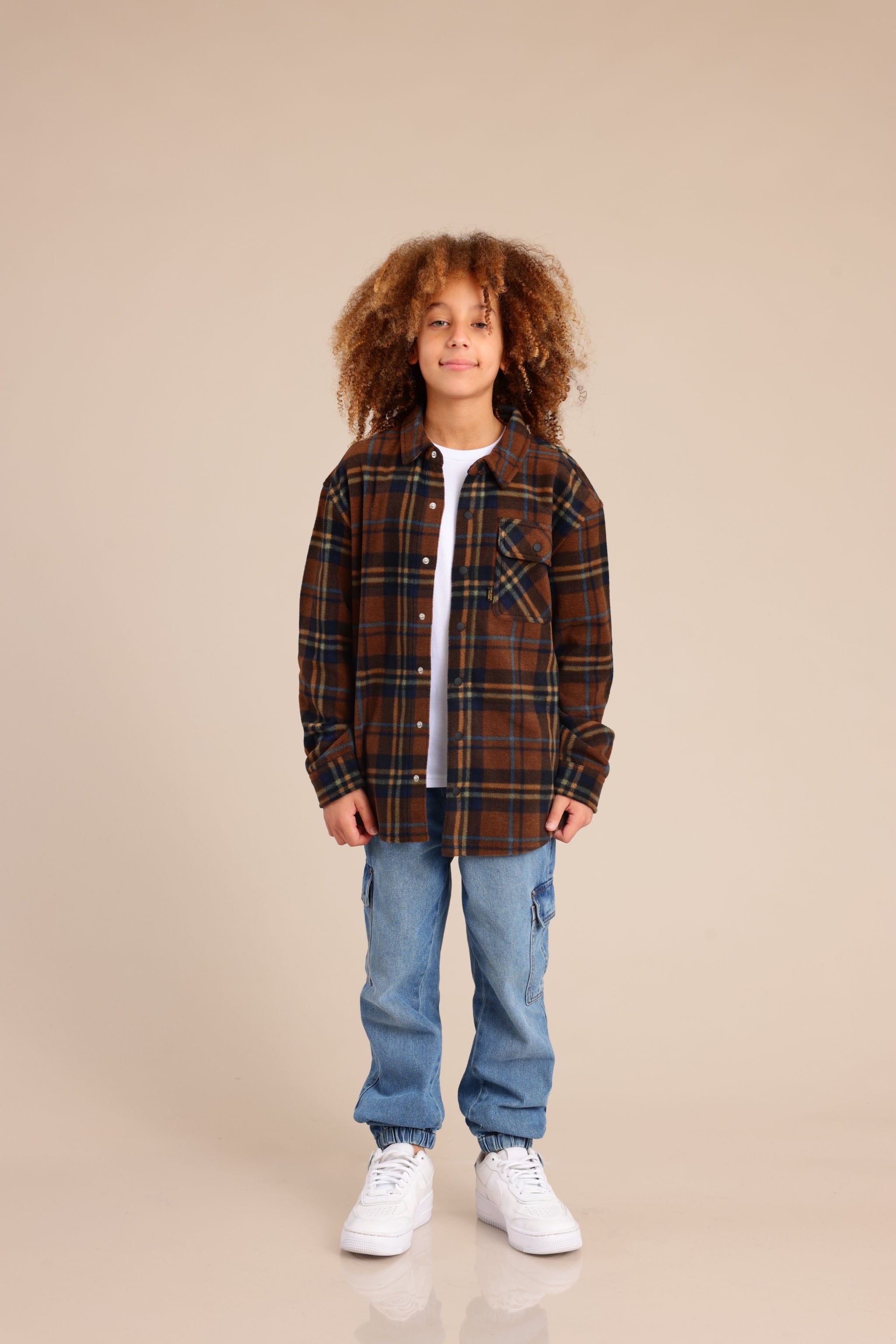 FOX בנים פליזים חולצת פליז מכופתרת חולצת פליז מכופתרת