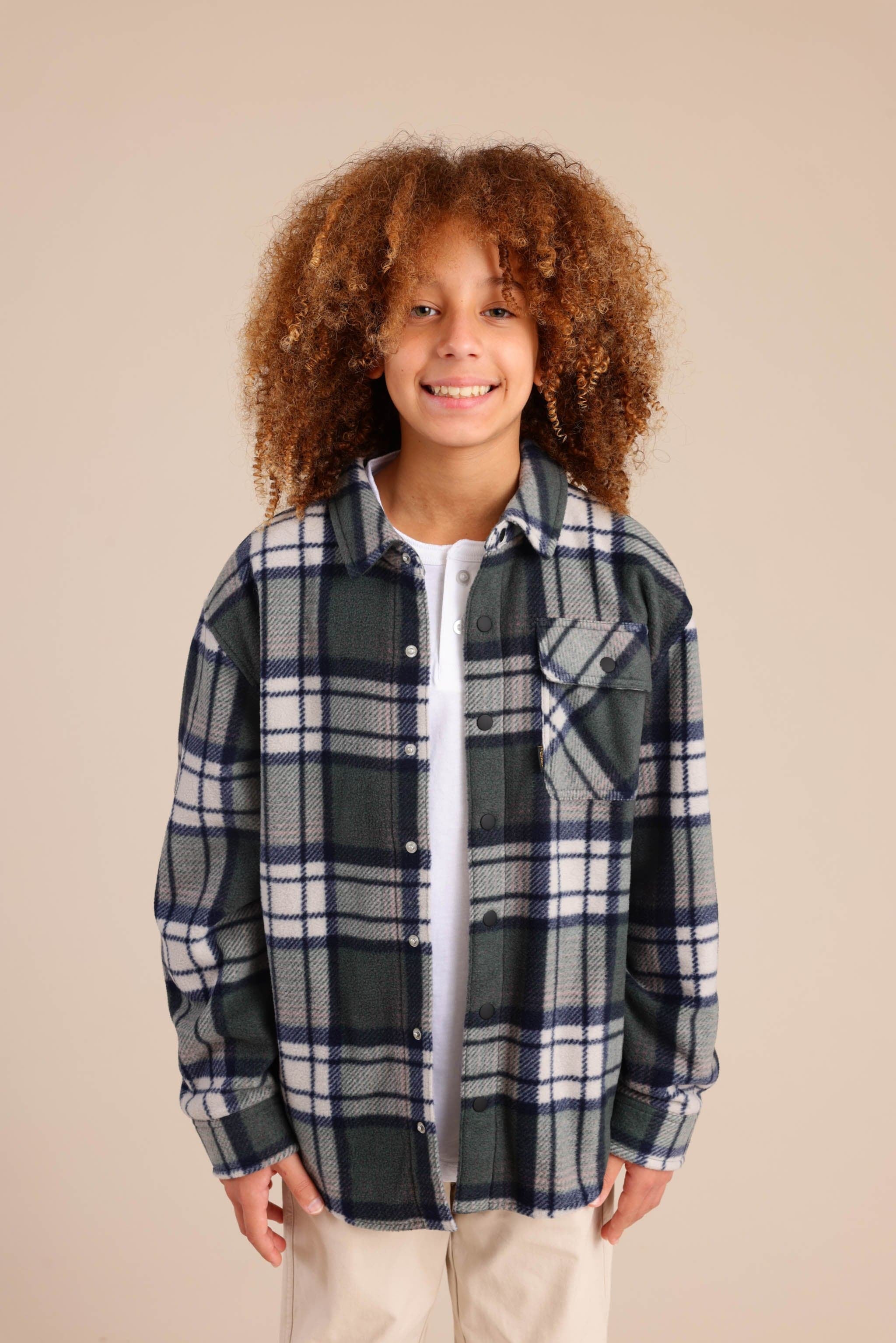 FOX בנים פליזים חולצת פליז מכופתרת חולצת פליז מכופתרת