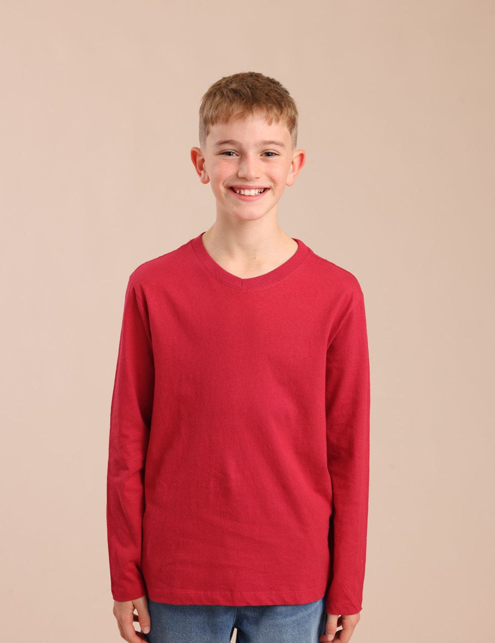 FOX בנים חולצה חולצת בייסיק צווארון V חולצת בייסיק צווארון V