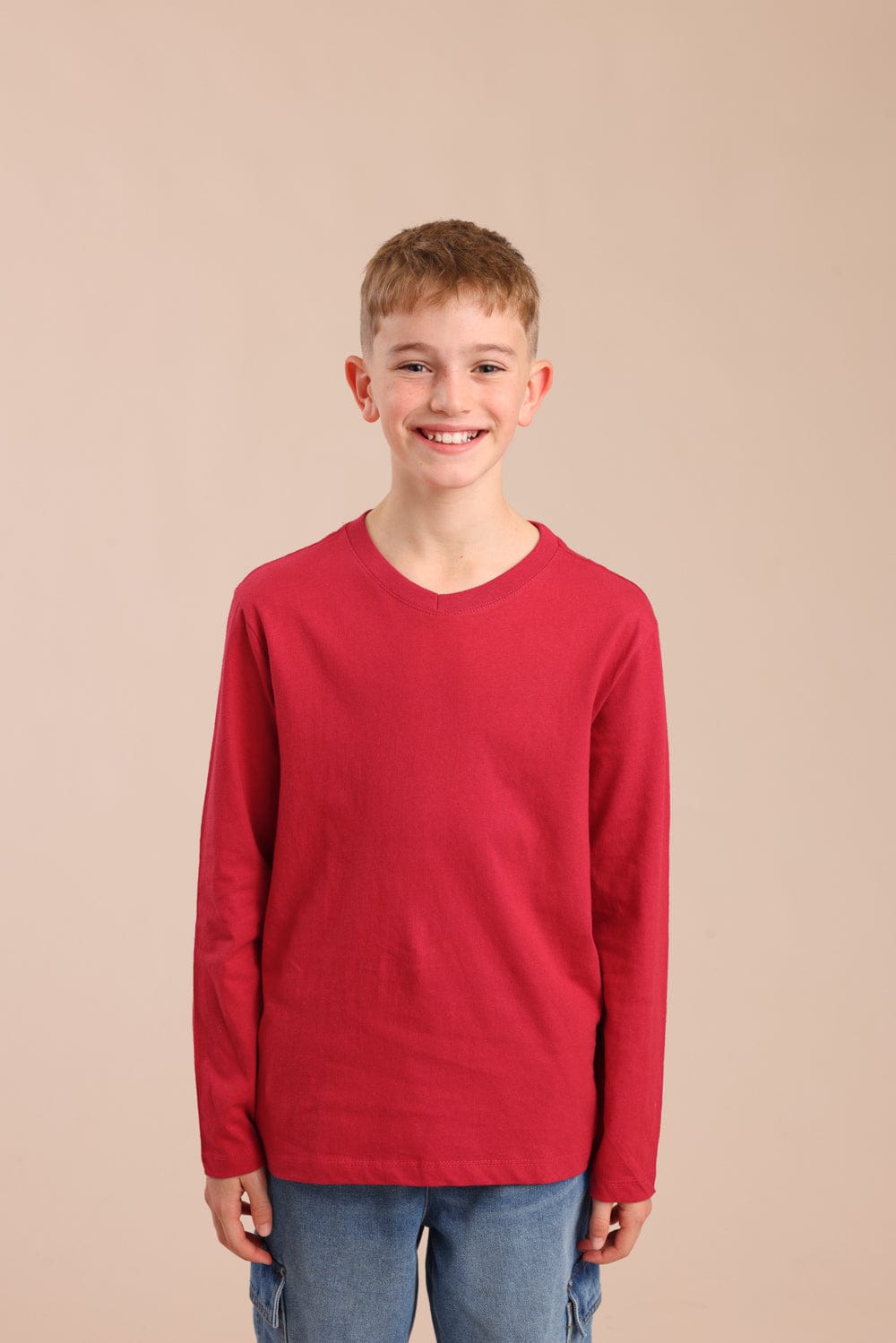 FOX בנים חולצה חולצת בייסיק צווארון V חולצת בייסיק צווארון V