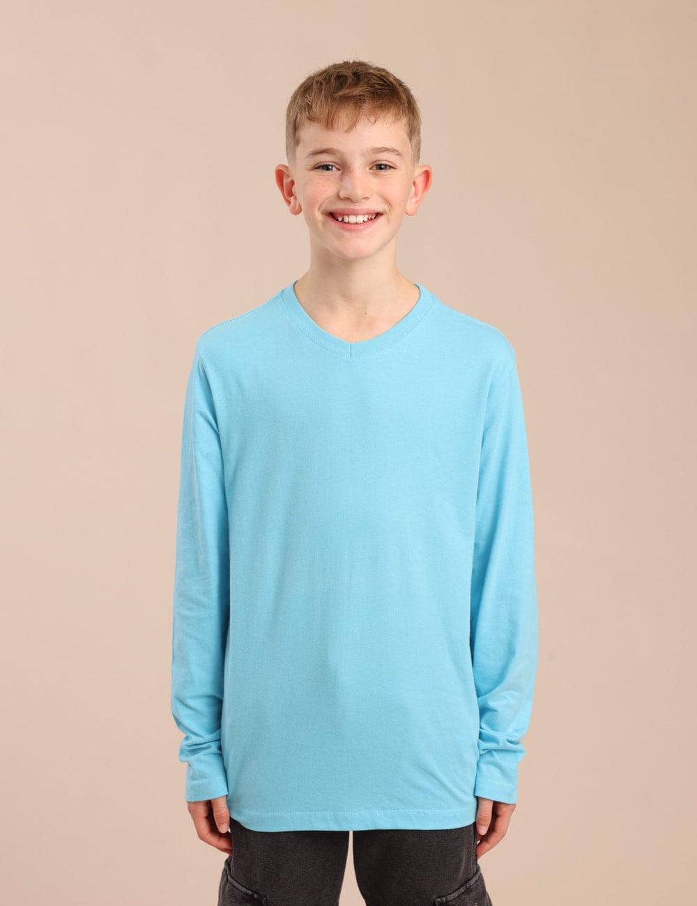 FOX בנים חולצה חולצת בייסיק צווארון V חולצת בייסיק צווארון V