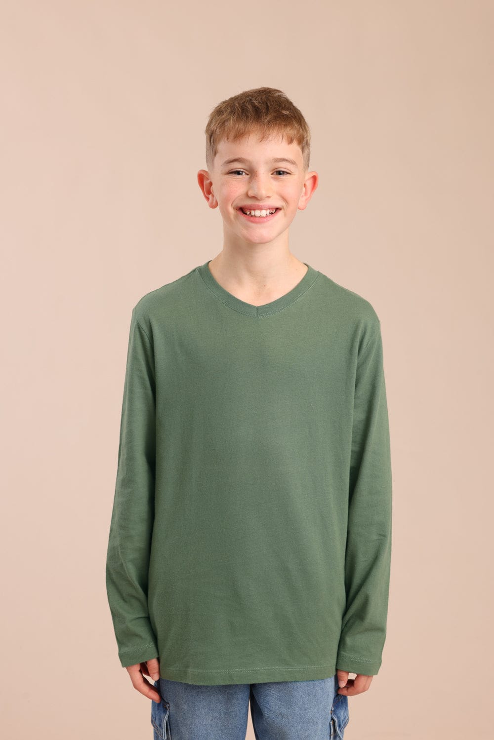 FOX בנים חולצה חולצת בייסיק צווארון V חולצת בייסיק צווארון V