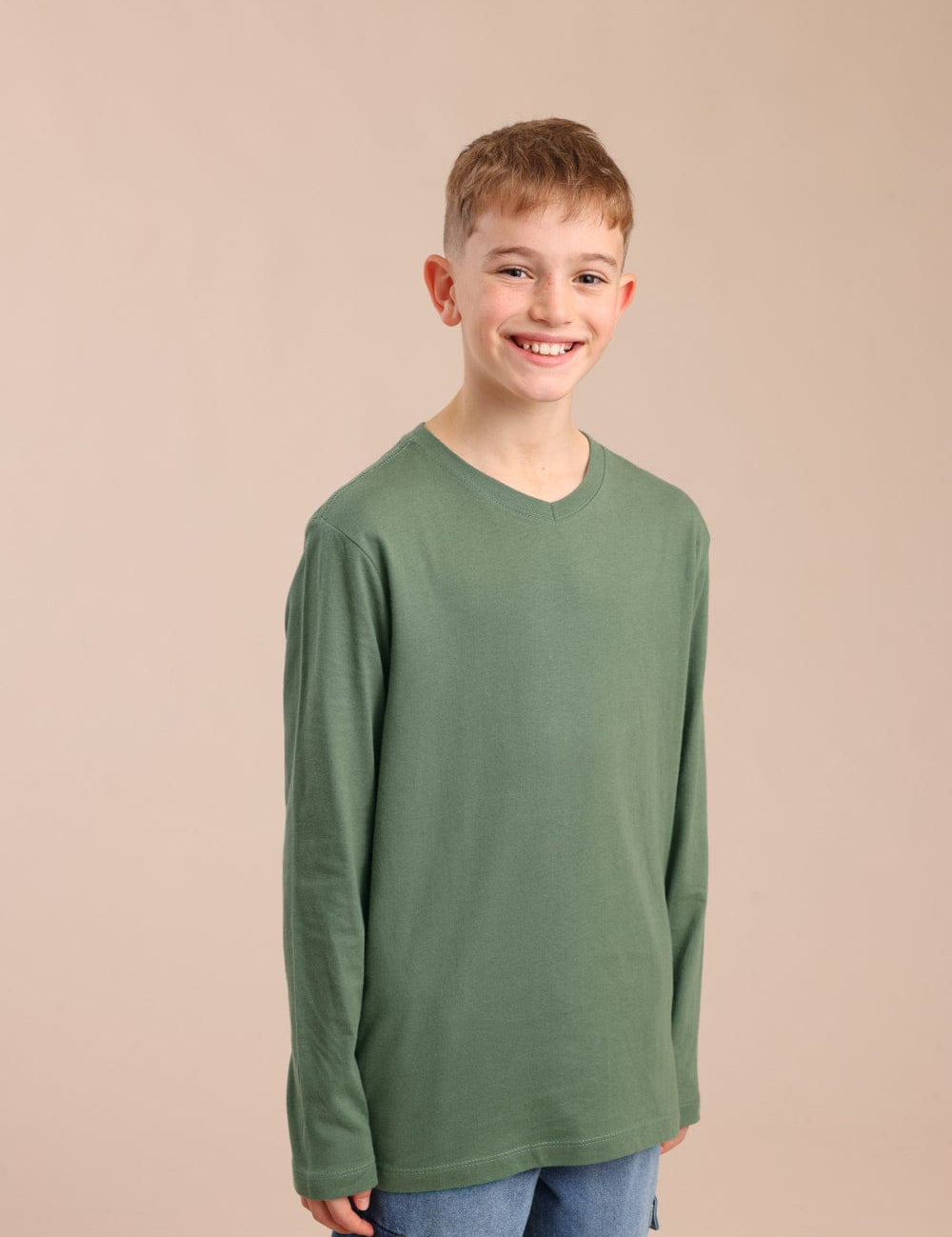 FOX בנים חולצה חולצת בייסיק צווארון V חולצת בייסיק צווארון V