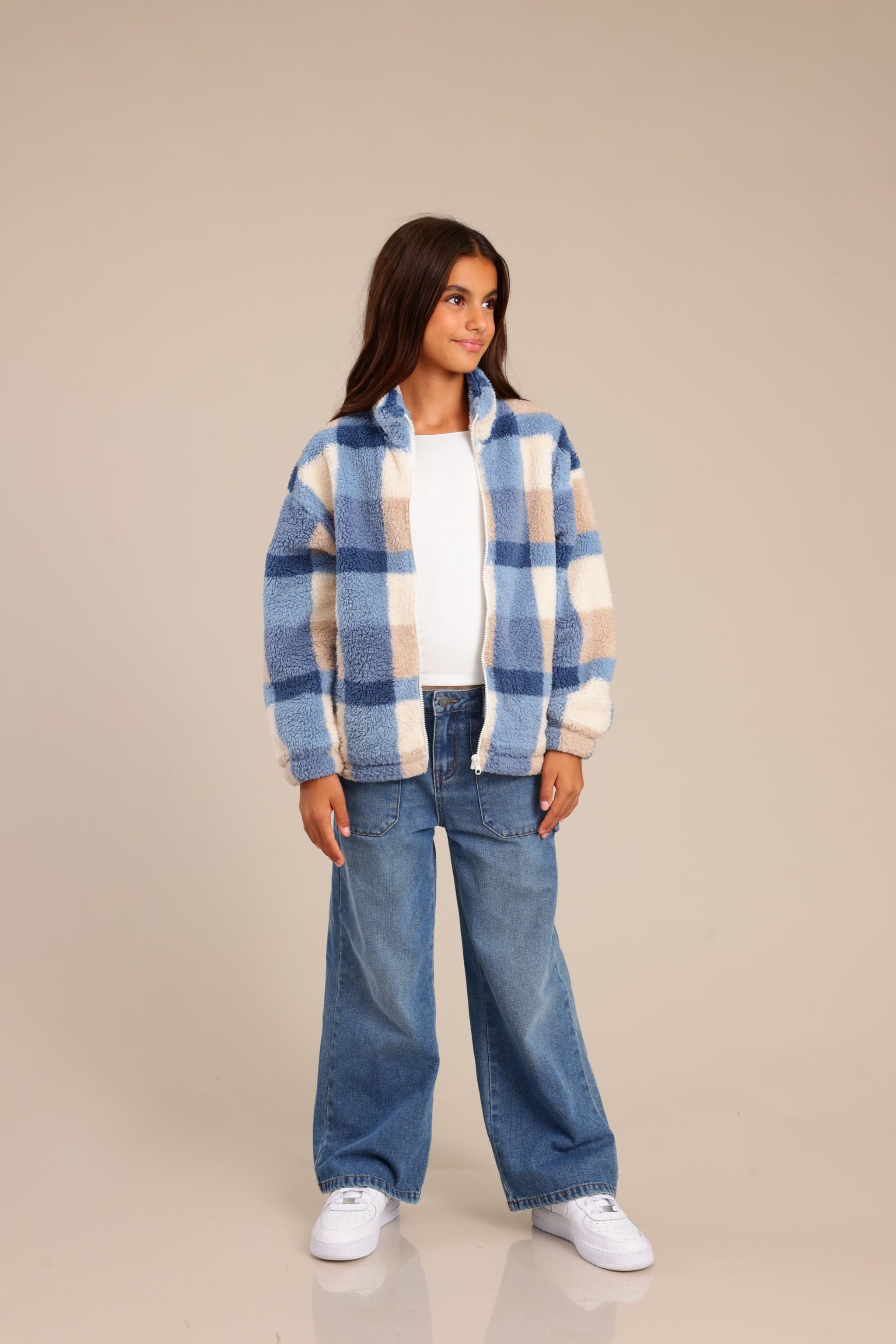 FOX בנות קרדיגן קרדיגן משובץ קרדיגן משובץ