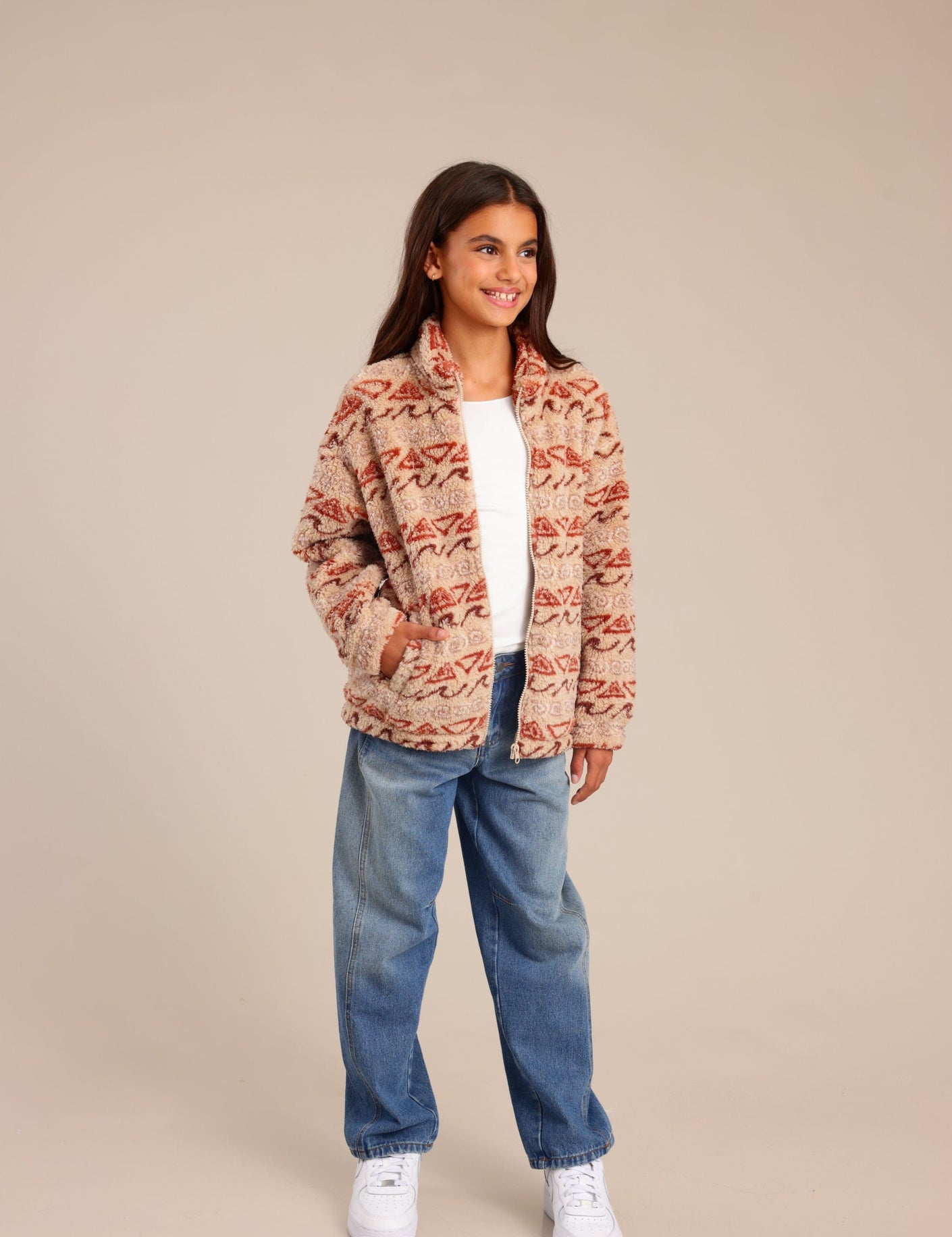 FOX בנות קרדיגן שרלינג עם הדפס שרלינג עם הדפס