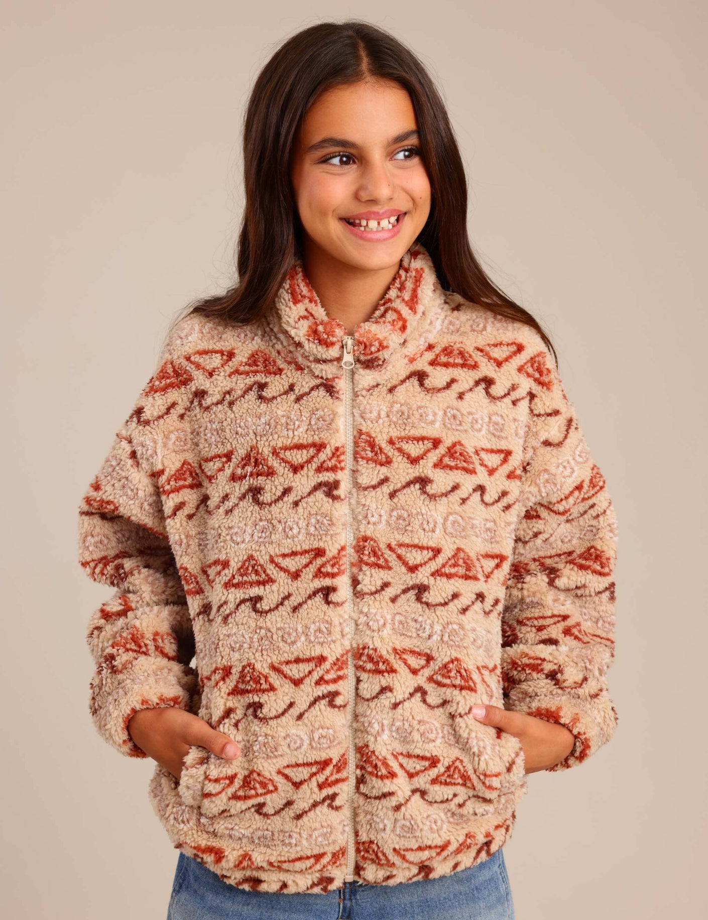 FOX בנות קרדיגן שרלינג עם הדפס שרלינג עם הדפס