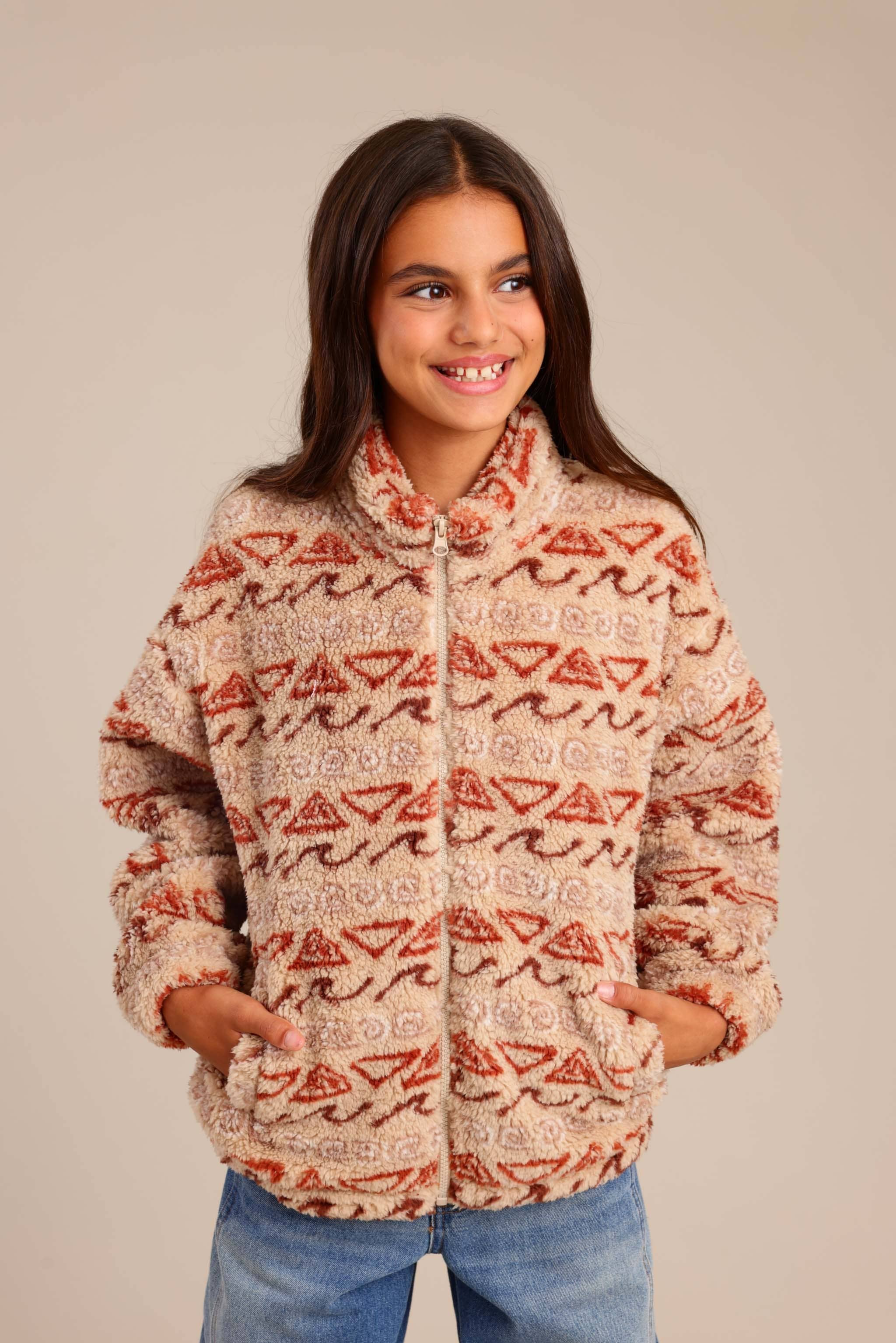 FOX בנות קרדיגן שרלינג עם הדפס שרלינג עם הדפס