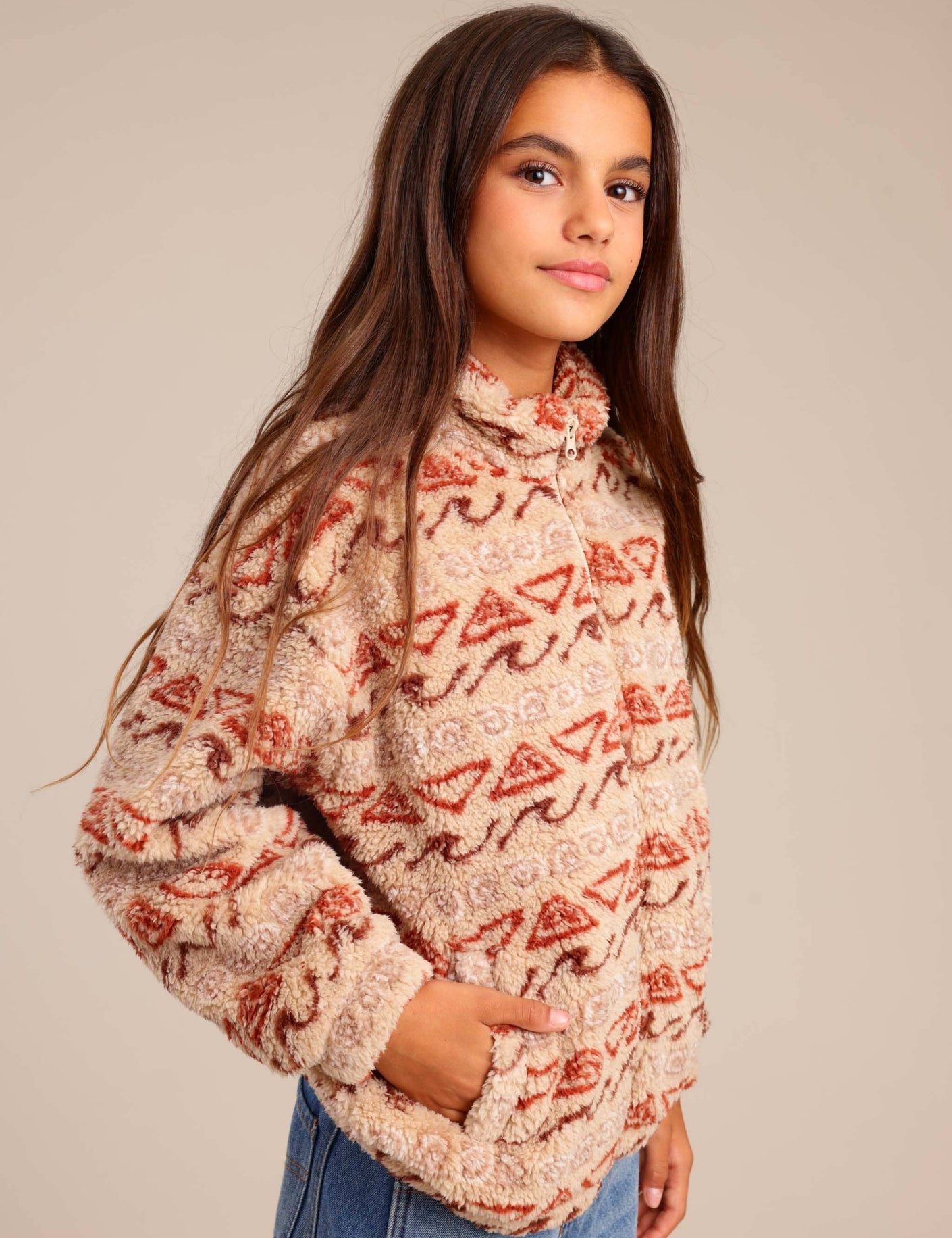 FOX בנות קרדיגן שרלינג עם הדפס שרלינג עם הדפס