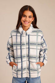 FOX בנות קרדיגן שרלינג עם הדפס משובץ שרלינג עם הדפס משובץ