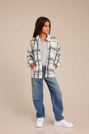 FOX בנות קרדיגן שרלינג עם הדפס משובץ שרלינג עם הדפס משובץ