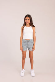 FOX בנות מכנסיים קצרים מכנסי ג'ינס פסים מכנסי ג'ינס פסים