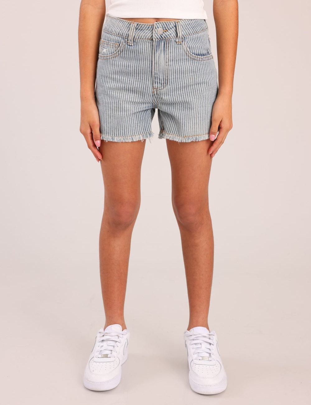 FOX בנות מכנסיים קצרים מכנסי ג'ינס פסים מכנסי ג'ינס פסים