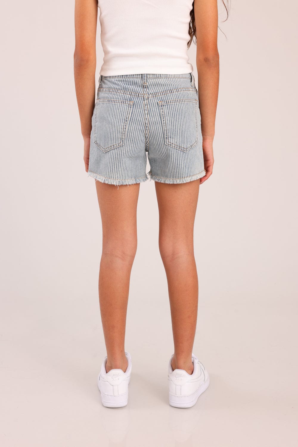 FOX בנות מכנסיים קצרים מכנסי ג'ינס פסים מכנסי ג'ינס פסים