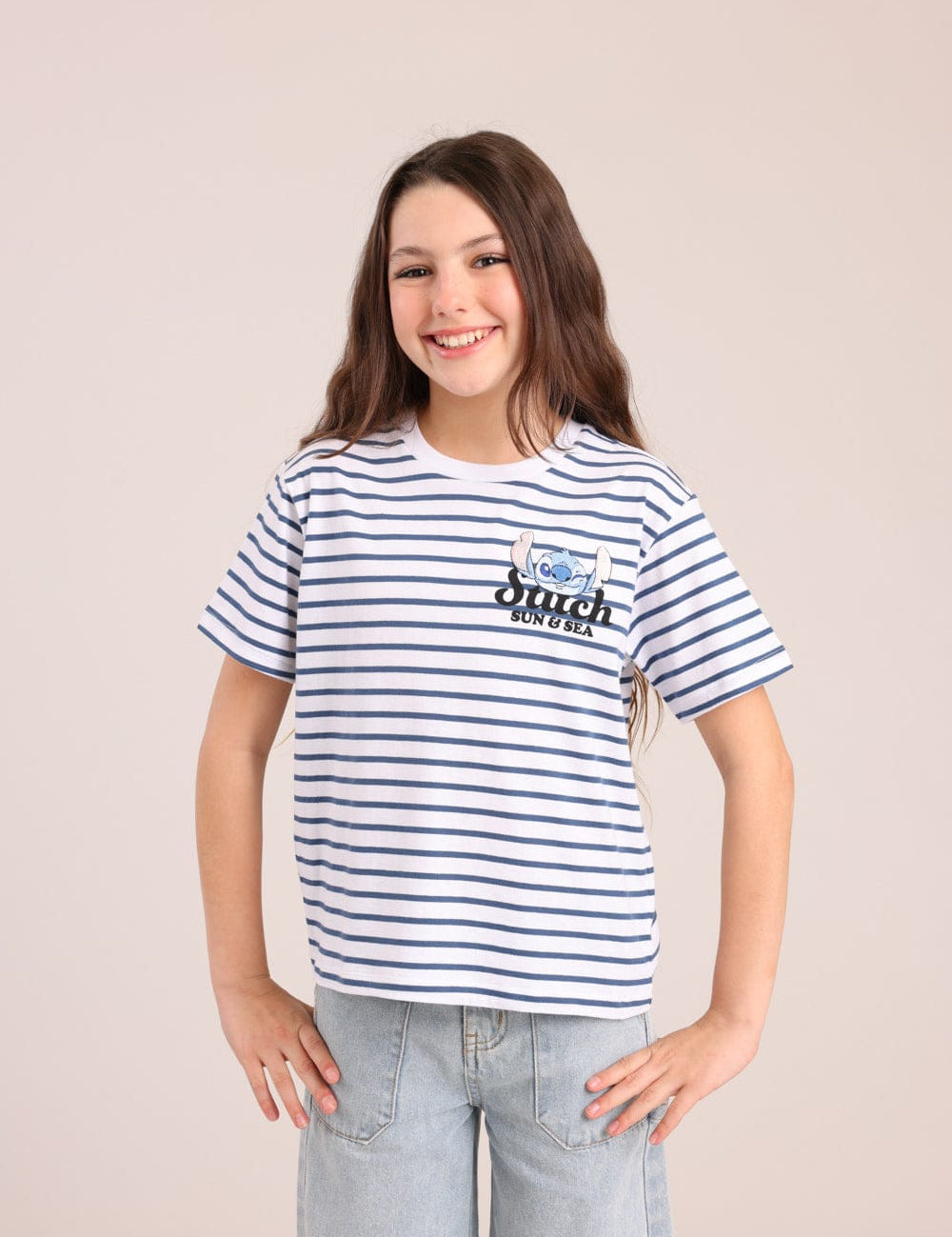 FOX בנות חולצה קצרה חולצה ממותגת סטיץ' דיסני חולצה ממותגת סטיץ' דיסני