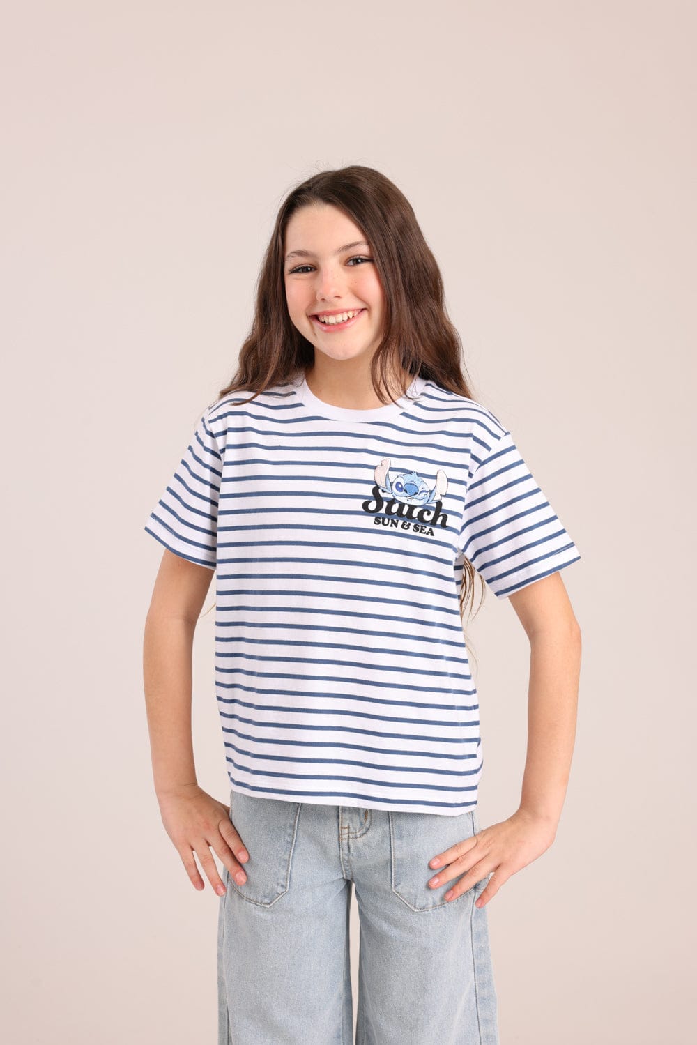 FOX בנות חולצה קצרה חולצה ממותגת סטיץ' דיסני חולצה ממותגת סטיץ' דיסני