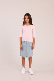 FOX בנות חולצה קצרה חולצת 3/4 חלקה חולצת 3/4 חלקה