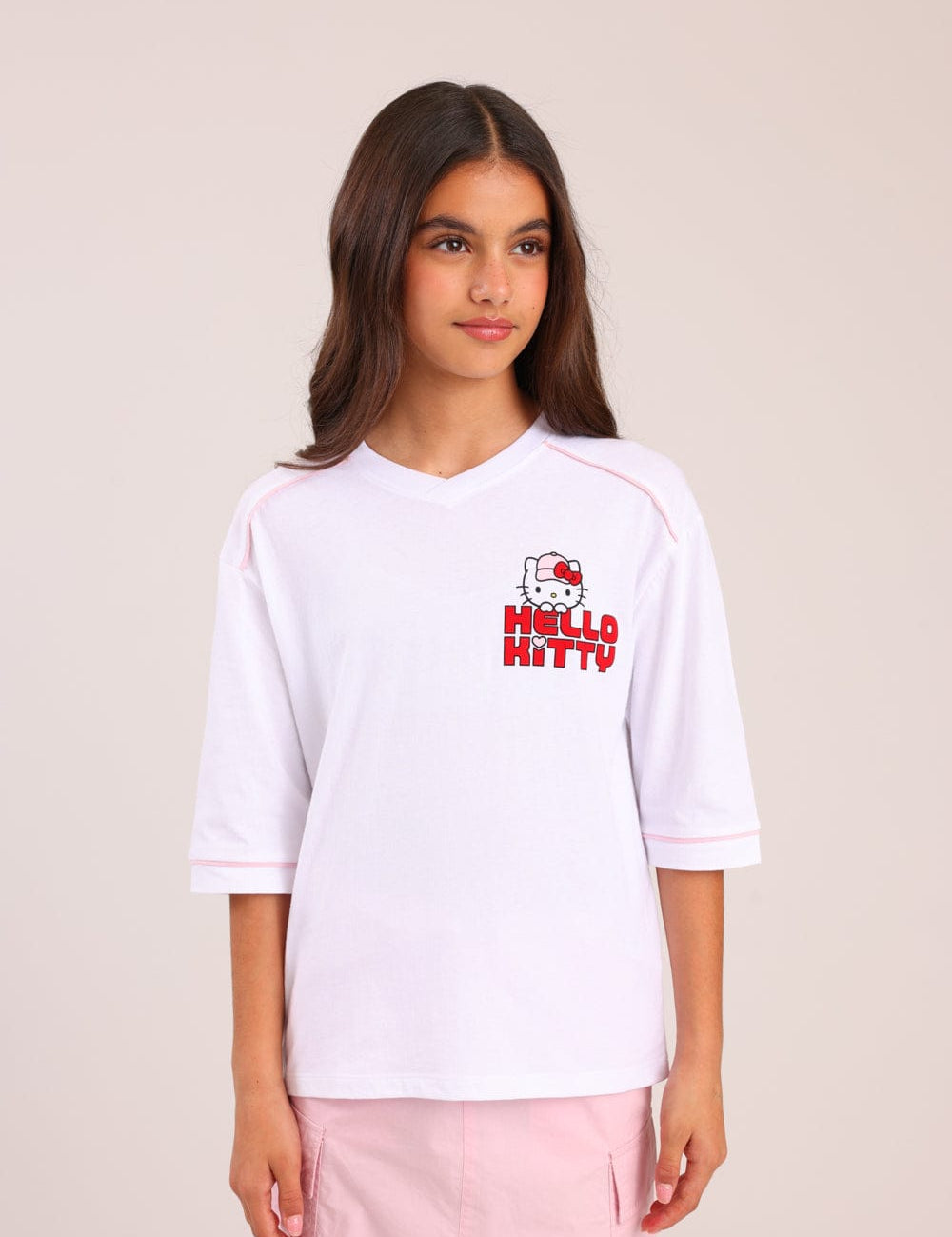 FOX בנות חולצה קצרה חולצה ממותגת הלו קיטי חולצה ממותגת הלו קיטי