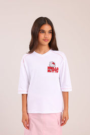 FOX בנות חולצה קצרה חולצה ממותגת הלו קיטי חולצה ממותגת הלו קיטי