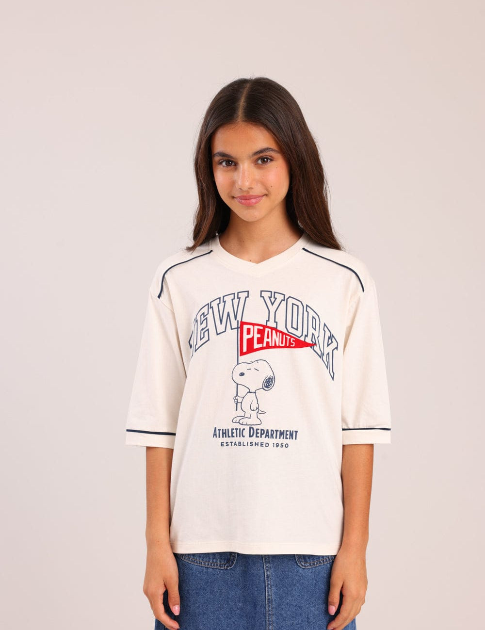 FOX בנות חולצה קצרה חולצה ממותגת סנופי חולצה ממותגת סנופי