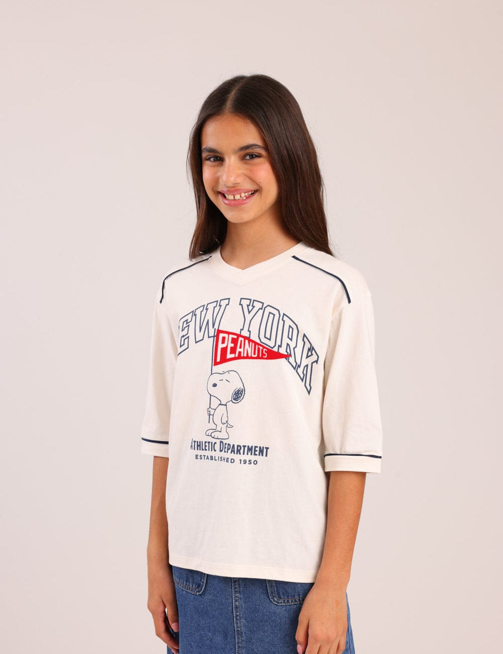 FOX בנות חולצה קצרה חולצה ממותגת סנופי חולצה ממותגת סנופי