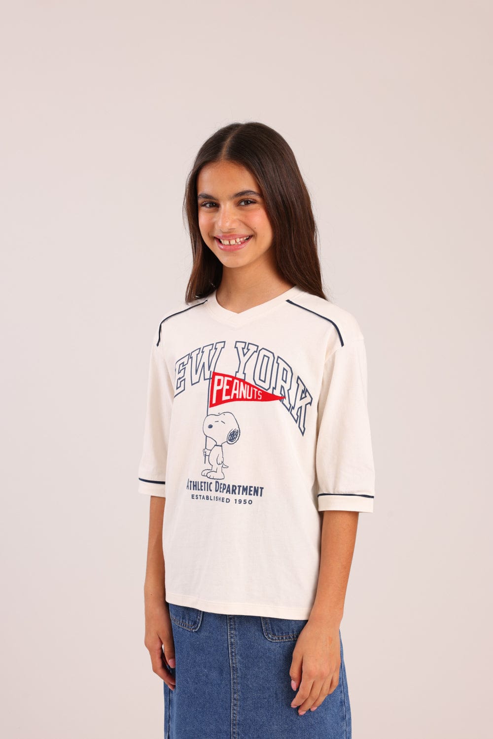 FOX בנות חולצה קצרה חולצה ממותגת סנופי חולצה ממותגת סנופי