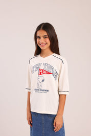 FOX בנות חולצה קצרה חולצה ממותגת סנופי חולצה ממותגת סנופי