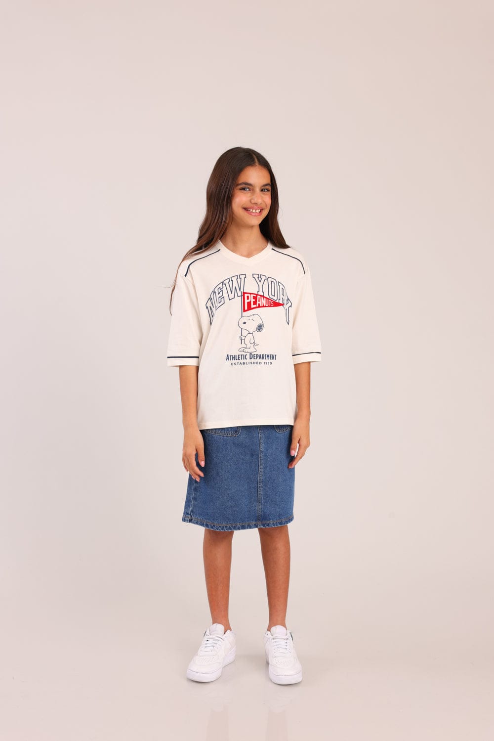 FOX בנות חולצה קצרה חולצה ממותגת סנופי חולצה ממותגת סנופי